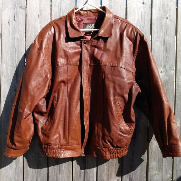 Vintage Other - Vintage 90s XL Brown Jacket Leather by Mann 54" Chest